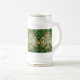 Golden Shining Celtic Shamrock Grönt Faux Glitter Sejdel