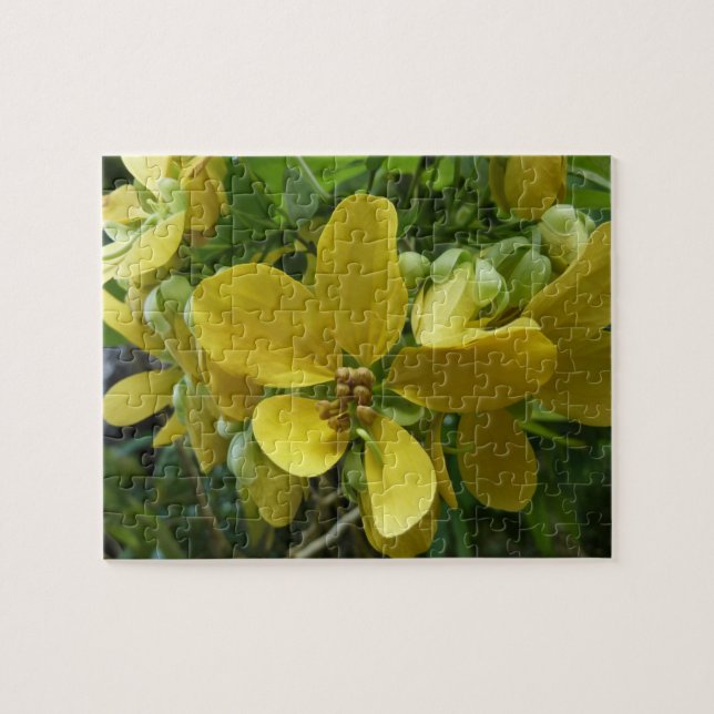 Golden Shower Träd Tropical Gult Blommigt Pussel (Horisontell)