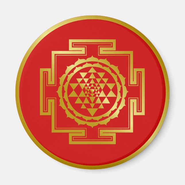 Golden Shree Yantra Magnet (Framsidan)