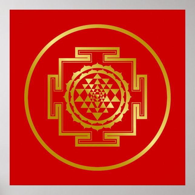 Golden Shree Yantra Poster (Framsidan)