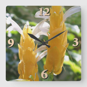Golden Shrimp Plant Flowers Fyrkantig Klocka