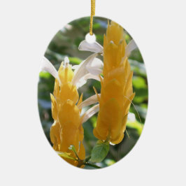 Golden Shrimp Plant Flowers Julgransprydnad Keramik