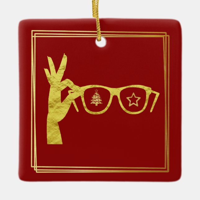 Golden Silhouette Hand Holding Glass Ornament (Framsida)