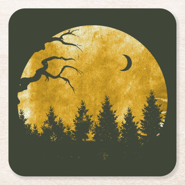 Golden Skogen Underlägg Papper Kvadrat (Framsidan)