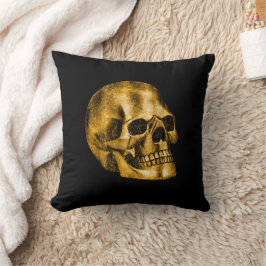 Golden Skull Coola Luxury Black Gothic Halloween Kudde