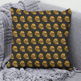 Golden Skull Coola Luxury Black Gothic Halloween Kudde