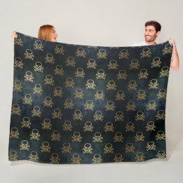 Golden Skull & Crossbone Fleece Blanket
