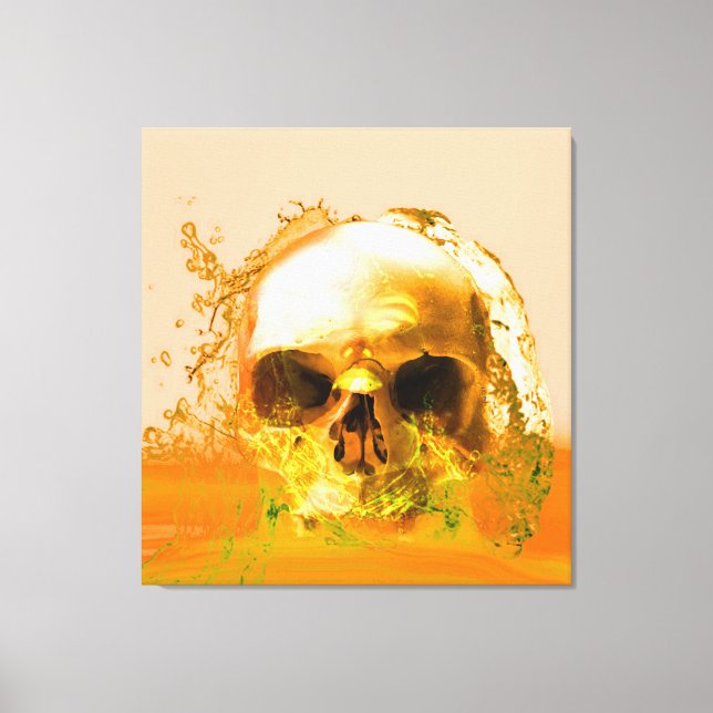 Golden Skull i Vatten Canvastryck (Framsida)