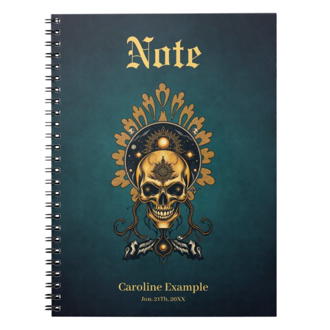 Golden Skull och dess Cosmic Secrets. Anteckningsbok (Framsidan)