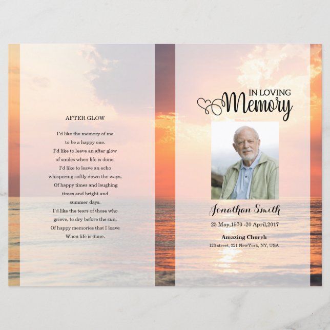 Golden sky Funeral Program template (Framsida)