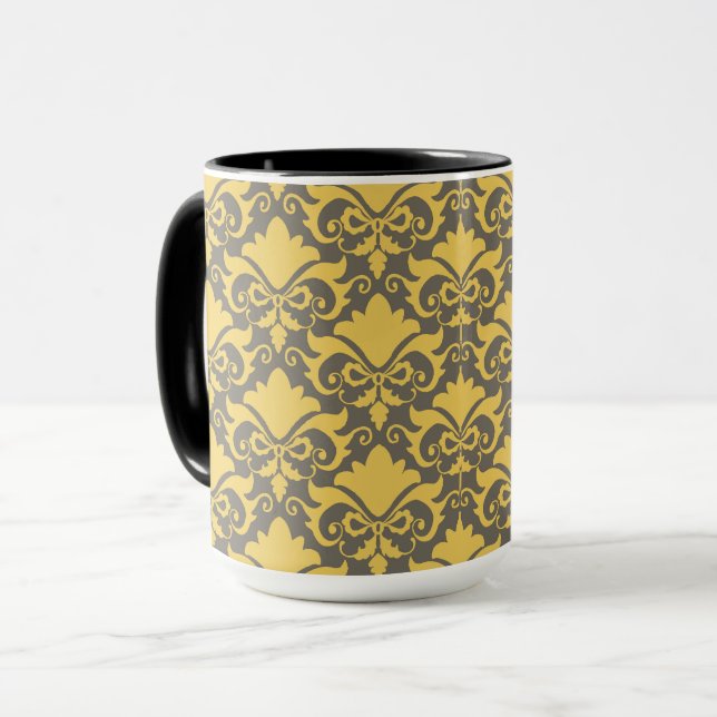 Golden Smoke Damask Bows Mugg (Framsida vänster)