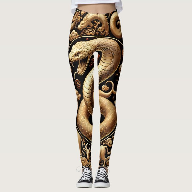Golden Snake Kinesisk nyår Leggings (Framsida)
