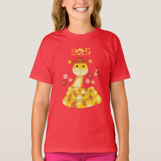 Golden Snake with Flowers Lunar New Year T Shirt