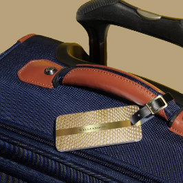 Golden Snakeskin Digital Leather Guld Metall Bagagebricka