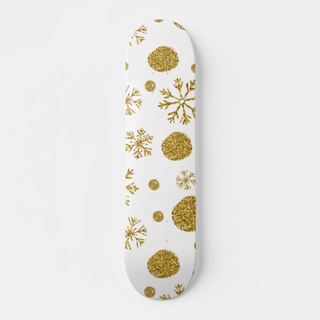 Golden Snö Flakes 1 Mini Skateboard Bräda 18,5 Cm (Framsida)