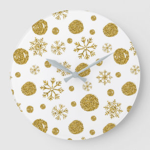 Golden Snö Flakes 1 Stor Klocka