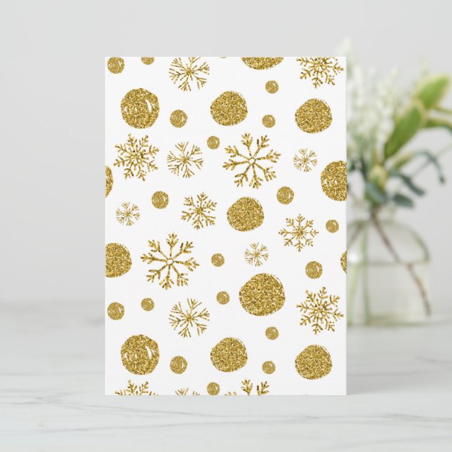 Golden Snö Flakes 1 Tack Kort (Stående Fram)