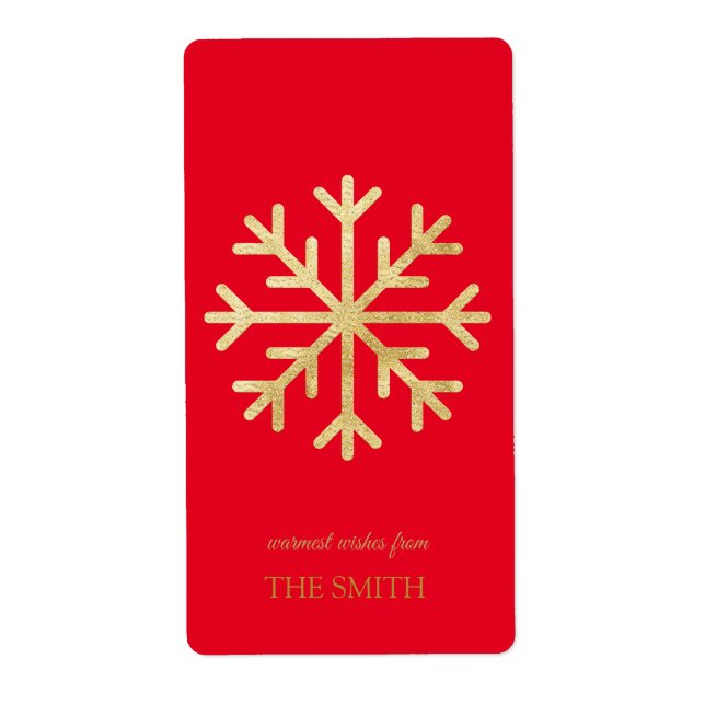 Golden snöflake, God jul-etikett Fraktsedel (Framsidan)