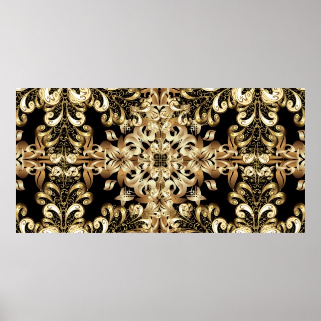 Golden snöflinga enkelt sömlöst mönster. Vintage Poster (Framsidan)