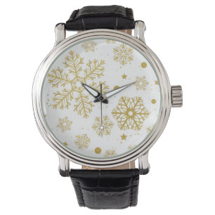 Golden snöflingor armbandsur