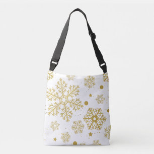 Golden snöflingor axelväska