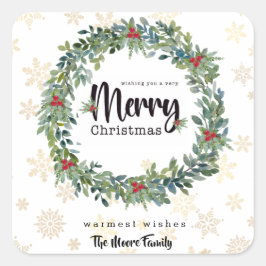 Golden Snöflingor-julklapp Fyrkantigt Klistermärke