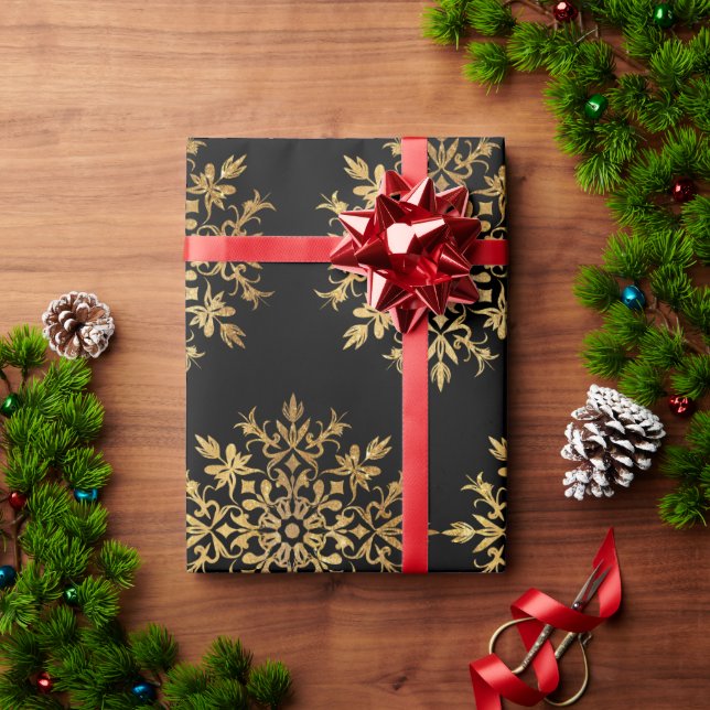 Golden Snöflingor - julklapp Presentpapper (Julgåva)