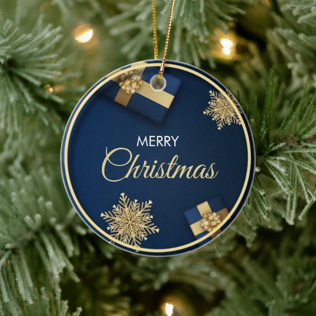 Golden Snöflingor-julkort, God jul Julgransprydnad Keramik (Träd)