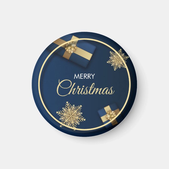 Golden Snöflingor-julkort, God jul Magnet (Framsidan)
