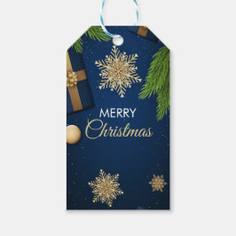 Golden Snöflingor-julkort, God jul Presentetikett