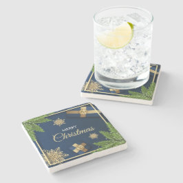 Golden Snöflingor-julkort, God jul Stenunderlägg