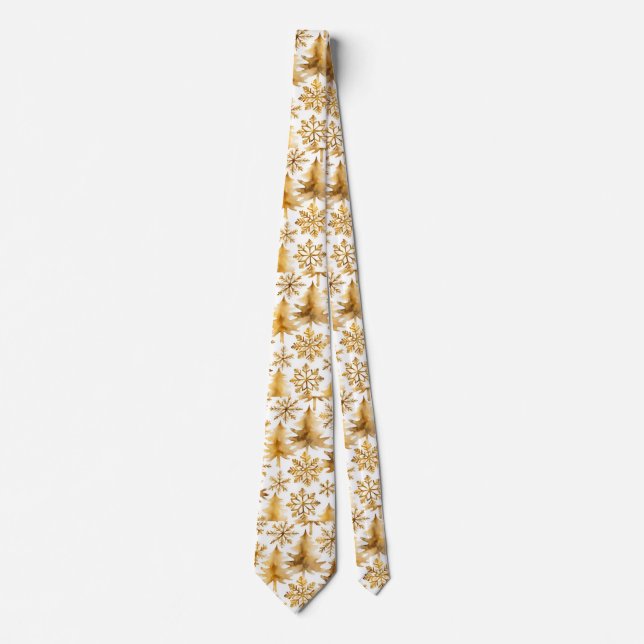 Golden Snöflingor och Guld Helgdag Träd Slips (Framsida)