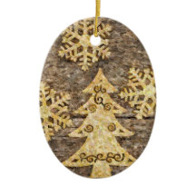 Golden Snöflingor och Julgran