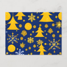 Golden Snöflingor och Träd Festive Card