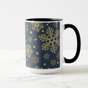 Golden snöflingor på flottan mugg