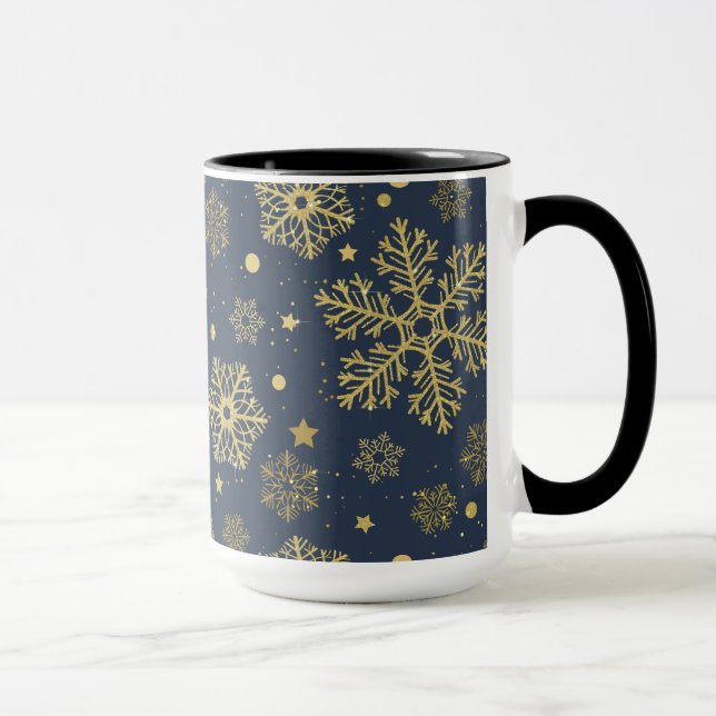 Golden snöflingor på flottan mugg (Höger)