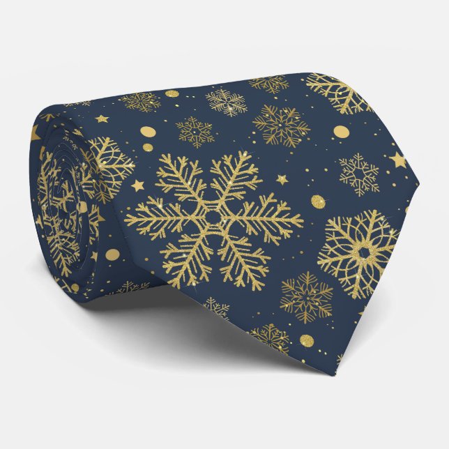 Golden snöflingor på flottan slips (Rullad)