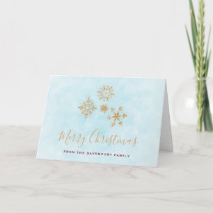 Golden Snowflake Crystals God jul Kort
