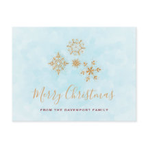 Golden Snowflake Crystals på Frosty Blue Back