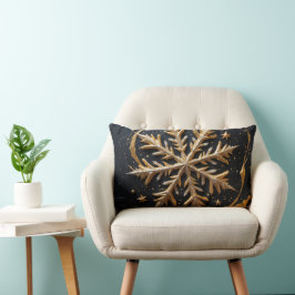 Golden Snowflake Glamour Throw Pillow Lumbarkudde