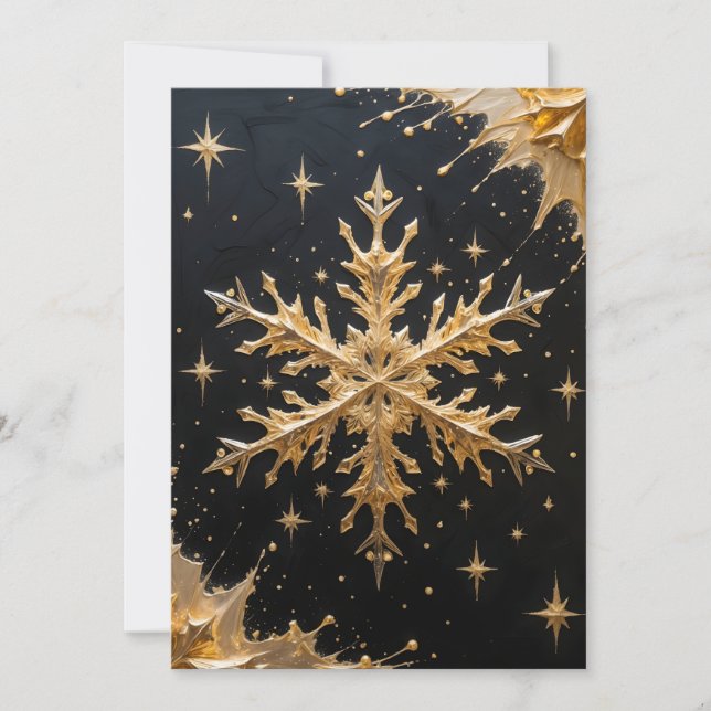 Golden Snowflake Holiday Greeting Card Julkort (Framsida)