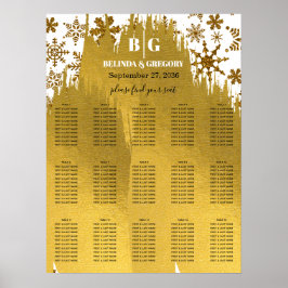 Golden Snowflake-julets sittdiagram i Bröllop Poster