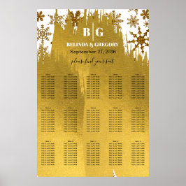 Golden Snowflake-julets sittdiagram i Bröllop Poster