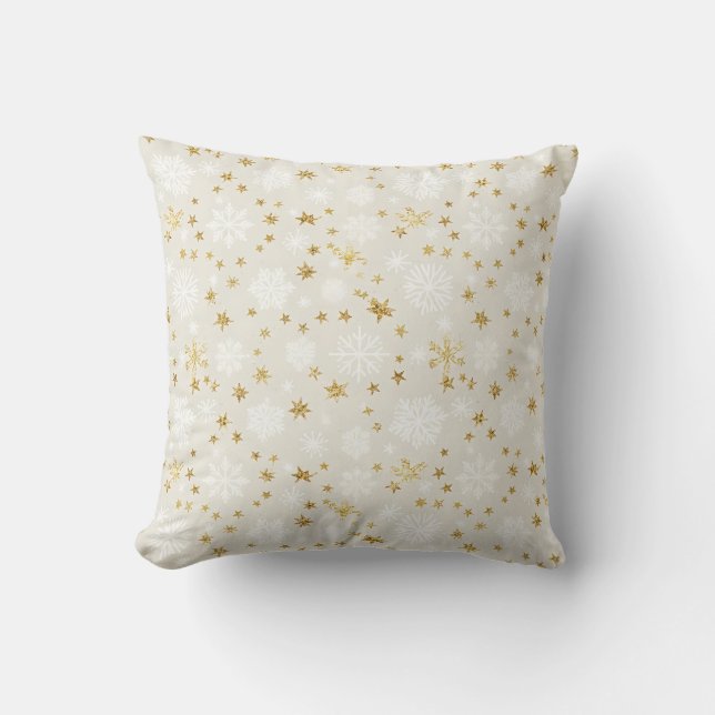 Golden Snowflake Pattern Kudde (Framsida)