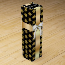 Golden Snowflake Presentask för Vinflaska