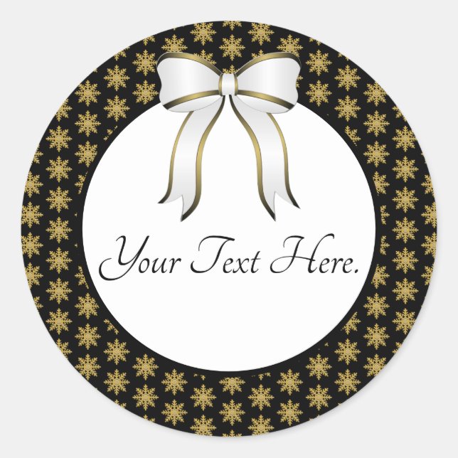 Golden Snowflake Sticker Runt Klistermärke (Framsida)