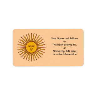 Golden Sol i Argentinas Adressetiketter Flagga Nam