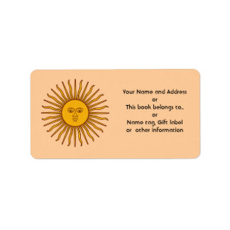 Golden Sol i Argentinas Adressetiketter Flagga Nam