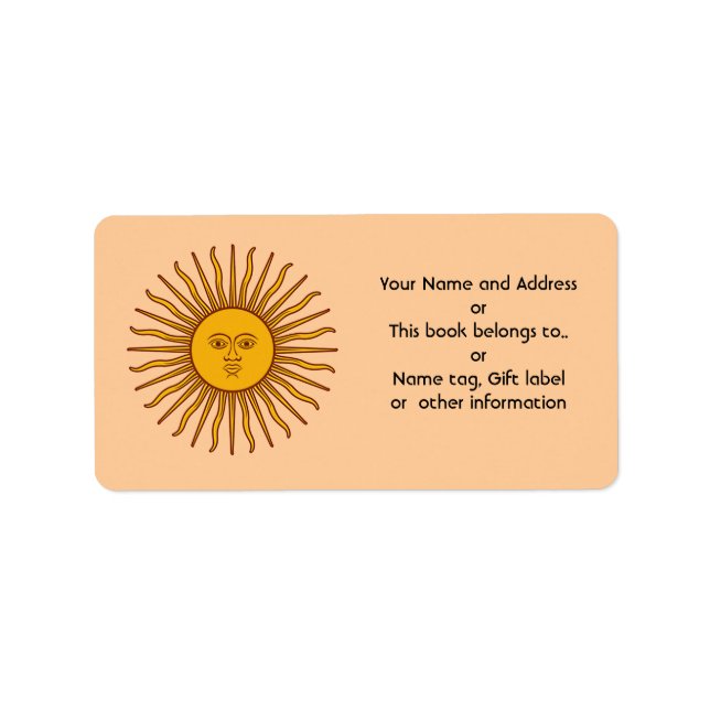 Golden Sol i Argentinas Adressetiketter Flagga Nam (Framsidan)