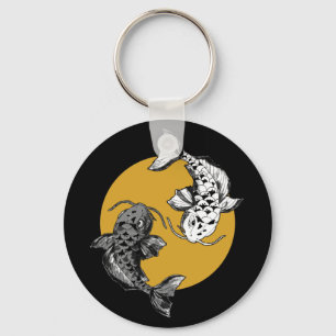 Golden Sol Koi Carps Circle Nyckelring